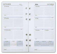 2016 six hole planner calendar refill
