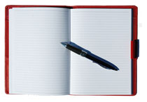 red leather journal with casebound insert